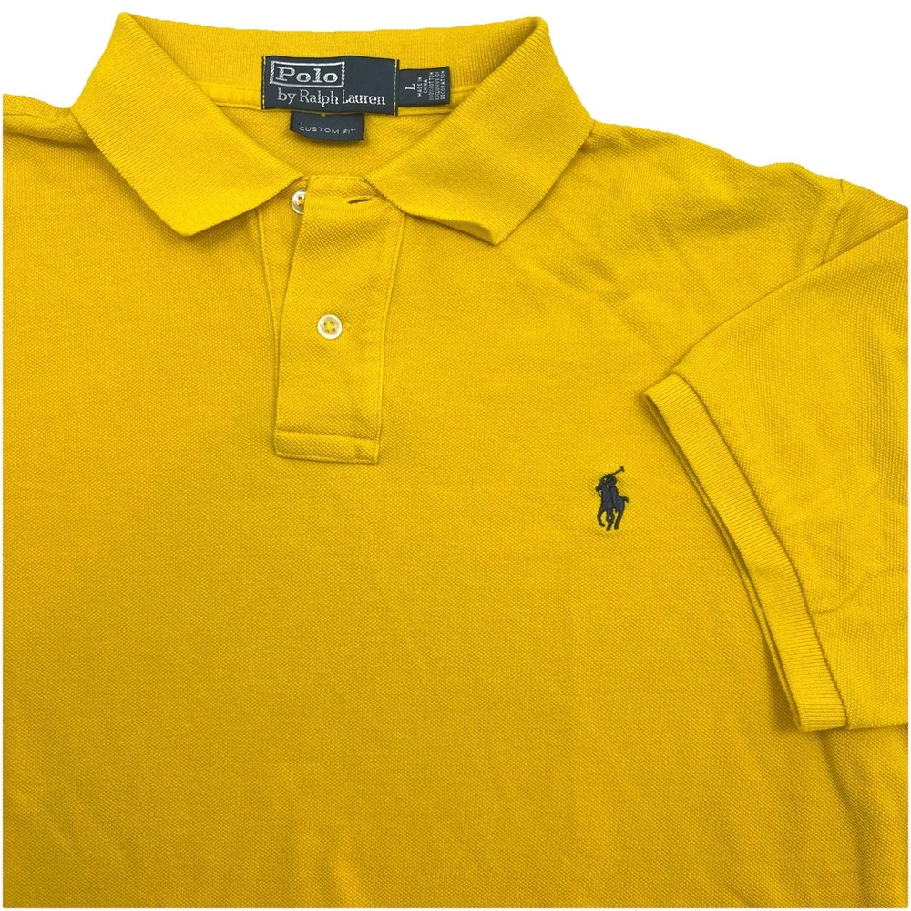 Ralph Lauren Polo Shirt Men's Mustard Yellow Classic Fit Cotton Size Large
